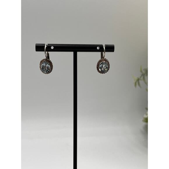 FAS Sterling Silver Blue Topaz 925 Sterling Silver Vintage Drop Earring - Picture 9 of 10